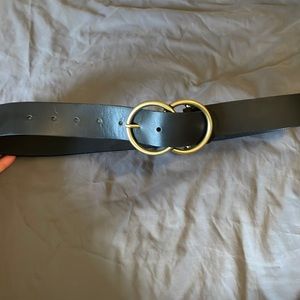 Medium Leather Belt with Gold Circles buckle